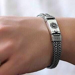 Stainless Steel Chain Link Bracelet, Mantra, Curb Hand Woven Fashion Jewelry